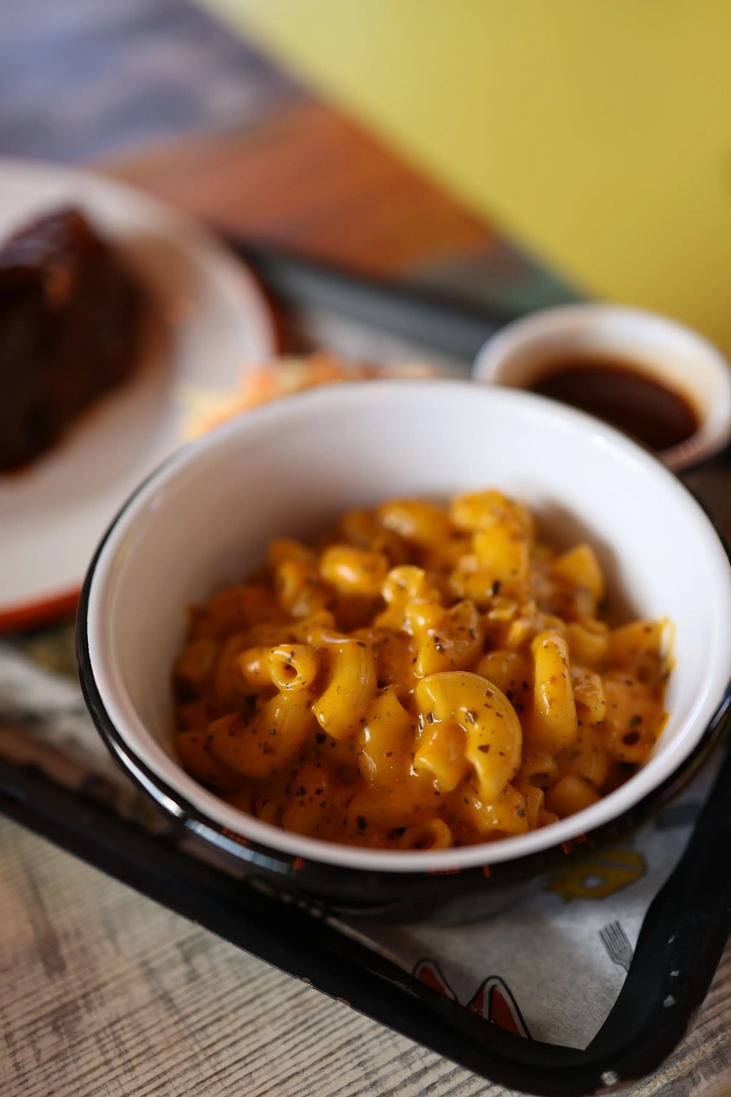 A bowl of macaroni and cheese